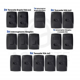Kit Interruptores e Tomadas ( 15 Peças ) Casa Completa - (HOME PRETO GRAFITE)